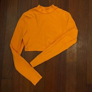 Bright Orange Long Sleeve Crop Top